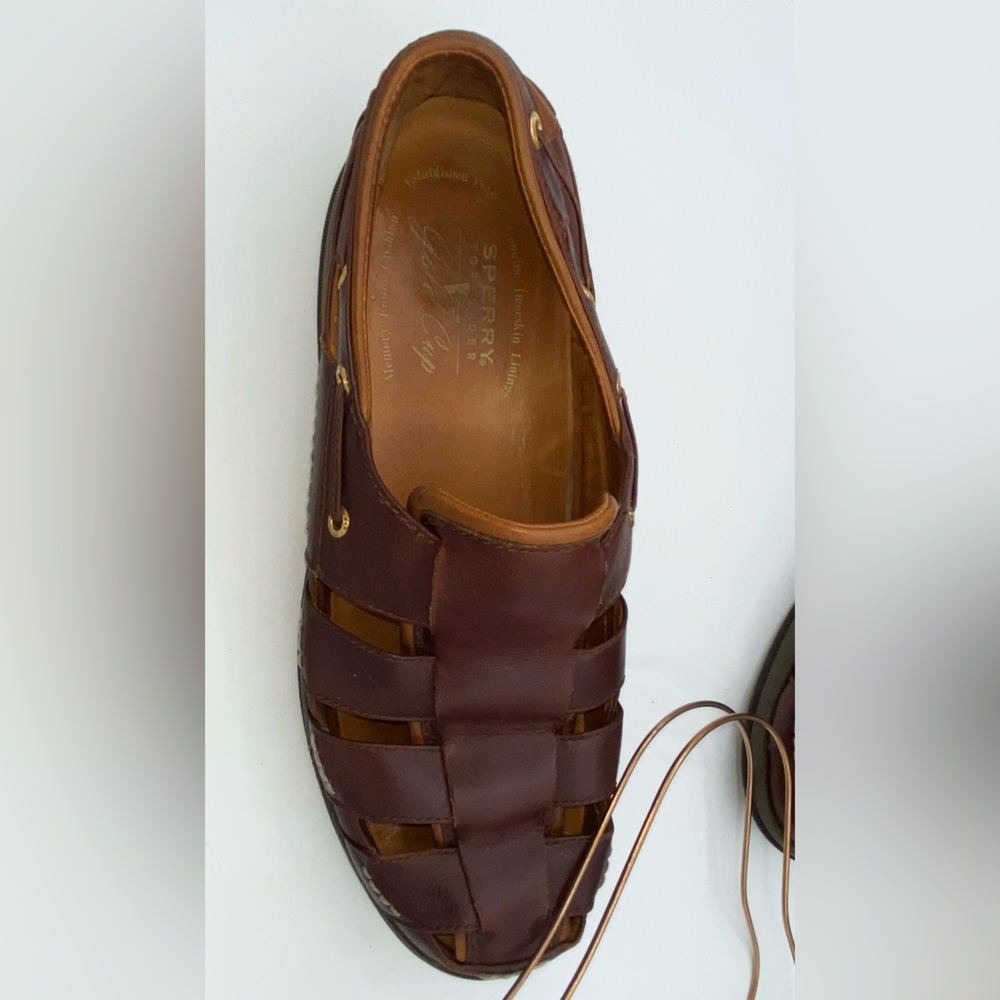 Sperry Top-Sider Gold Cup Leather Fisherman Sandals Deerskin Linings 11.5 M AA13 - Picture 6 of 10